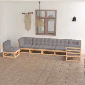 3076644 vidaXL Set mobilier de grădină cu perne, 7 piese, lemn masiv de pin