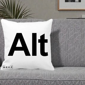 Perna Personalizata Tasta Alt Tipografie Bold, 40x40 cm, Alba Mata, Husa Detasabila, Perna Inclusa, BEKZ®