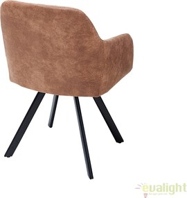 Scaun design industrial vintage cu tapiterie din microfibra, Lucca, maro A-38308 VC