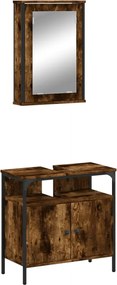 vidaXL Set mobilier de baie, 2 piese, stejar fumuriu, lemn prelucrat