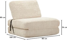 Fotoliu alb extensibil cu tapițerie din țesătură bouclé Faster – Mauro Ferretti