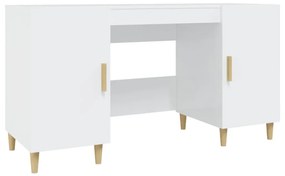 812768 vidaXL Birou, alb extralucios, 140x50x75 cm, lemn compozit