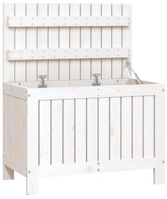 823823 vidaXL Cutie de depozitare grădină, alb, 76x42,5x54 cm, lemn masiv pin