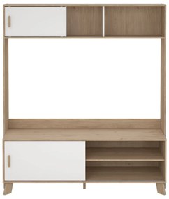 Set TV alb-în culoare naturală cu aspect de lemn de stejar 159x181x48 cm Ikast – Tvilum