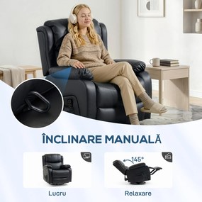 HOMCOM Fotoliu Relax Reclinabil cu 8 Puncte de Masaj și Încălzire, Negru | Aosom Romania