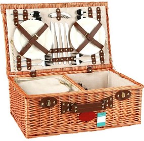 Coș de picnic pentru 4 persoane maro, 54 x 34 x 20 cm