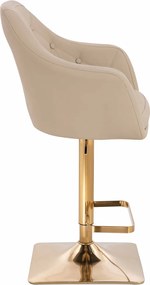 HR831KW Scaun Crem Piele Ecologica Premium Soft cu Bază Aurie