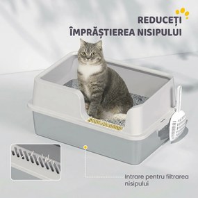 PawHut Litieră Inox, Bord Detasabil, Antimiros | Aosom Romania