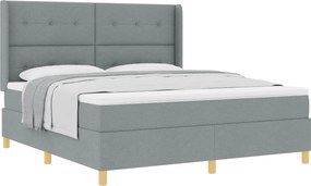 vidaXL Pat cu arcuri cu saltea Gri deschis 180 x 200 cm țesătură