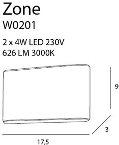 Aplica LED lumina ambientala up/down, protectie IP44 Zone alb