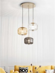 Ondaluce - Lustră suspendată ODETTE, 3xE14/10W/230V, Ø43 cm, auriu/fumuriu