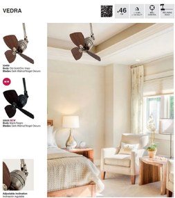 Ventilator de tavan design modern VEDRA negru/maro
