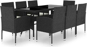 vidaXL Set mobilier de grădină, 9 piese, poliratan
