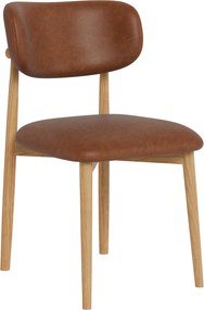 MAZZONI EXPORT ALMO Piele ecologică Retro Brandy / cadru stejar lăcuit - SCAUN DIN LEMN PENTRU LIVING SUFRAGERIE BUCĂTĂRIE RETRO