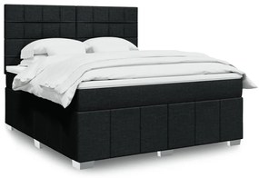 vidaXL Pat box spring cu saltea, negru, 180x200 cm, catifea