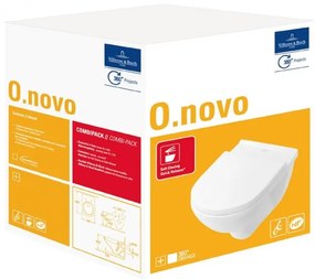 Set vas WC suspendat, Villeroy&amp;Boch O.novo, cu capac inchidere lenta, 36x56cm, Alb Alpin, 5660H101