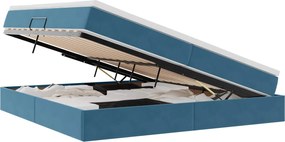 vidaXL Pat cu saltea și spațiu de depozitare Albastru închis Catifea