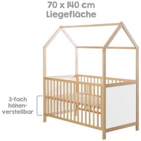 Pătuț alb-natural 70x140 cm – Roba