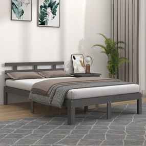 vidaXL Cadru de pat King Size, gri, 150x200 cm, lemn masiv