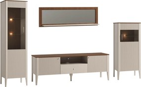 Set lemn masiv nuc Living Napoli 4 Piese Crem/