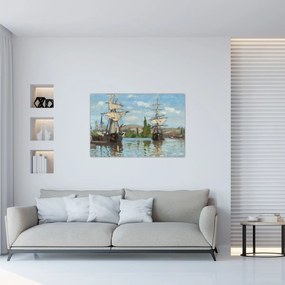 Tablou - Claude Monet, Ships Riding on the Seine at Rouen, reproducere (90x60 cm)