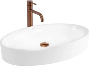 Lavoar pe blat Rea Adriana oval 61.5 cm alb lucios