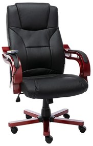 20581 vidaXL Scaun de masaj pentru birou, negru, piele naturală