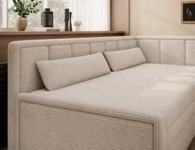 Canapea extensibila brat dreapta 3 locuri, ELTAP, Fulgeo, 214x82x77 cm, lemn/catifea din poliester, bej