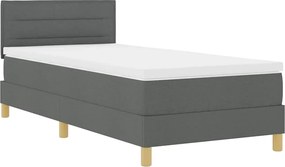 vidaXL Pat cu arc LED cu saltea Gri închis 100 x 200 cm țesătură