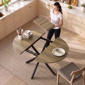 HOMCOM Masă de Sufragerie Extensibilă cu Picior în Formă de X, 100-135cm, Maro | Aosom Romania