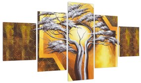Tablou oriental cu cu pom și soare (125x70 cm), în 40 de alte dimensiuni noi