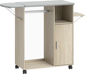 HOMCOM Dulap Masa Calcat – 3 Rafturi, Blat Burete & Ghidaj Rufe | Aosom Romania