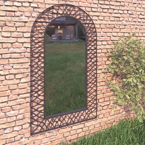 Oglinda de perete de gradina, negru, 60 x 110 cm, arcuita 1, Negru, 60 x 110 cm