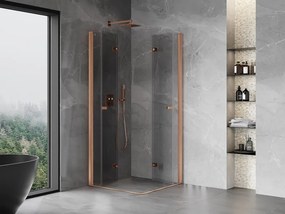 Mexen Mist-F Duo cabină de duș pliabilă 80 x 80 cm, transparent, cupru periat - 8A6-080L-080P-65-00