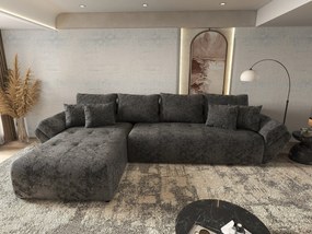 Colțar extensibil dumonde cu ladă de depozitare si sezut confortabil din spuma high-density, Berlin XL Euphoria Negru 350x185 cm