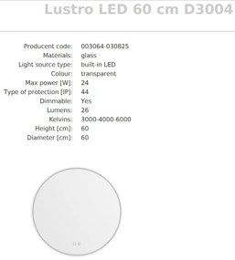 Oglinda baie cu iluminat LED IP44 Mirror LED 60cm