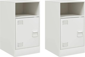 vidaXL Noptiere, 2 buc., alb, 34,5x39x62 cm, oțel
