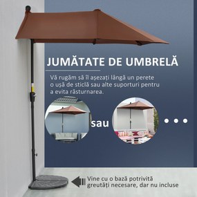 Outsunny Umbrelă de Terasă 200x190x240 cm cu Manivelă, Stâlp din Oțel și Bază în Formă de Cruce Anti-UV pentru Terasă și Balcon, Gri | Aosom Romania