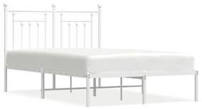 353583 vidaXL Cadru de pat metalic cu tăblie, alb, 120x190 cm