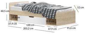Pat de o persoană 90 cm Terrell (Stejar sonoma + alb) (fără saltea și somieră). 1053300