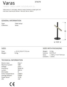 Lampa de masa LED design modern minimalist Varas negru/auriu SV-373579