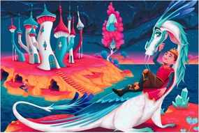 Tablou - Prinț și prințesa cu dragon (90x60 cm)