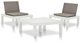 3054472 vidaXL Set mobilier de grădină, 3 piese, alb, plastic