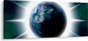 Tablou cu planeta iluminată (120x50 cm)