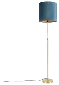 Lampă de podea auriu/alamă cu abajur din catifea albastră 40/40 cm - Parte