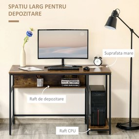Masa stil industrial HOMCOM, versatila, 120x60x75cm | Aosom RO
