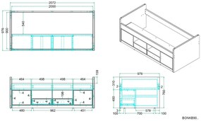 Pat cu Depozitare Integrată, Gri și Alb (PAL și MDF) Bonny – Vipack