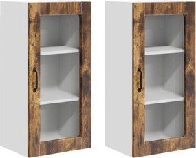 vidaXL Dulap de bucătărie 2 pcs Stejar fumuriu 40 x 31 x 80 cm
