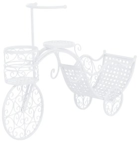 Ghiveci de flori RETRO în formă de bicicletă, alb, ALENTO