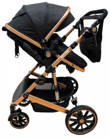 Carucior cu cos de cumparaturi 2 în 1 transformabil, confortabil și versatil 0-36 luni - CPC-38-negru
